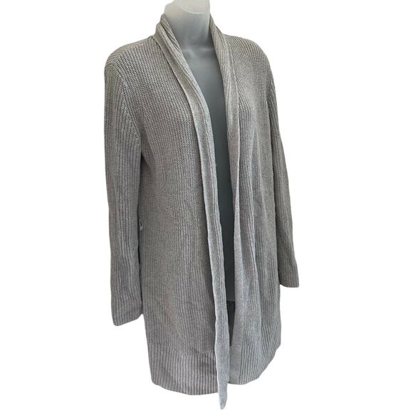 Cabi Small Sweater Exhale Cardigan Open Front Light Gray Chunky - Picture 9 of 10